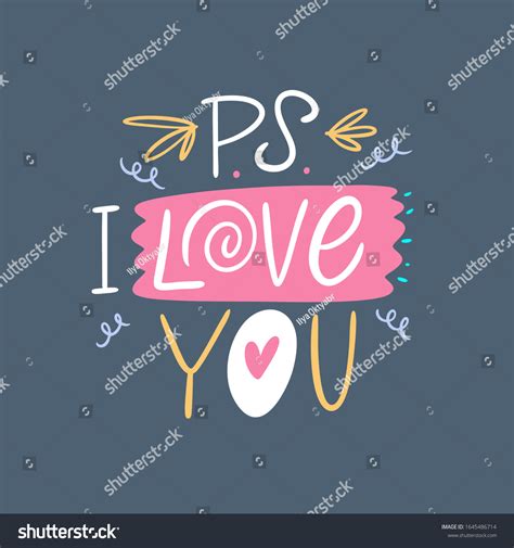 Ps Love You Hand Drawn Lettering Stock Vector Royalty Free 1645486714
