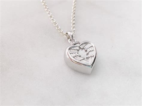 Sterling Silver Winged Heart Cremation Urn Necklace Ever Loved