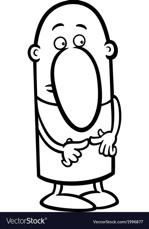 Shy Guy Cartoon Coloring Page Royalty Free Vector Image