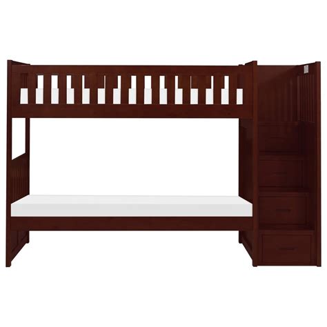 Home Style Cherry Casual Twin Over Twin Bunk Bed With Reversible Step