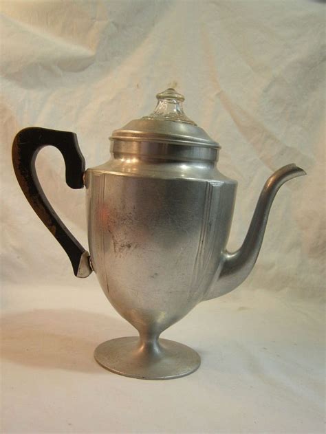 Vintage Stove Top Percolator Coffee Pot Art Deco Aluminum Good Mnf