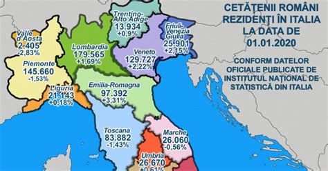 Harta Comunităţii Româneşti Din Italia în 2020 Numărul Românilor