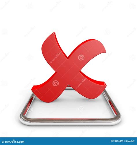 3d Red Cross Mark In Chrome Checkbox Stock Illustration Illustration