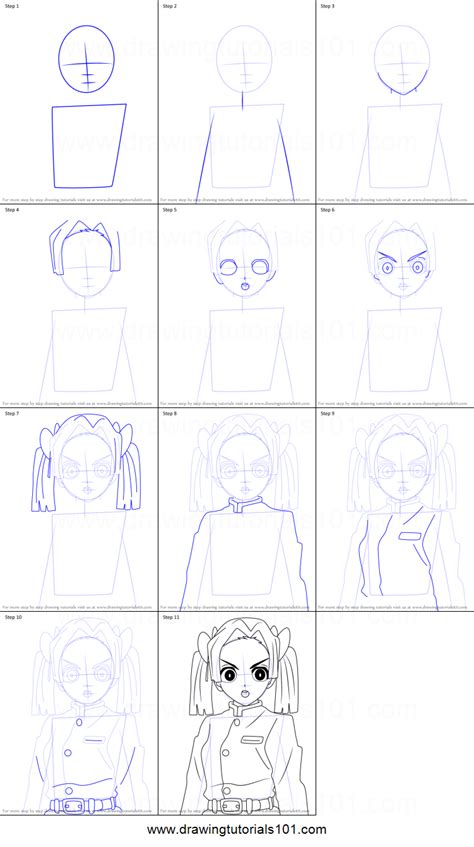 How To Draw Aoi Kanzaki From Demon Slayer Printable Step By Step