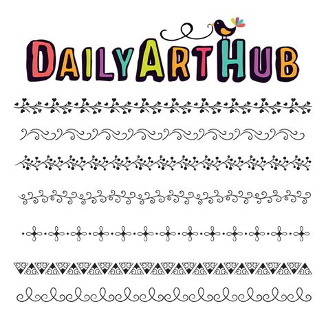 Doodle Floral Border And Divider Clip Art Set Daily Art Hub