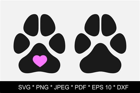 Paw Print Svg Dog Paw Prints Svg Dog Bone Svg Dog Paws Heart Paw