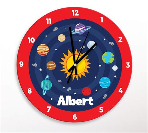 Solar System Kids Clock Outer Space Kids Clock Space Etsy Clock