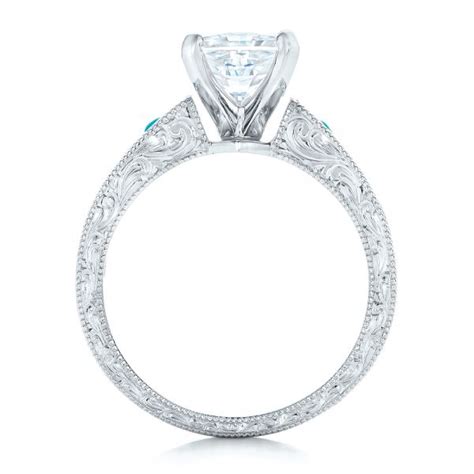 Custom Diamond And Turquoise Engagement Ring 102366 Seattle Bellevue