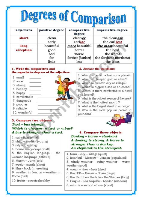 Degrees Of Comparison Esl Worksheet By Yuliya888 Degrees Of