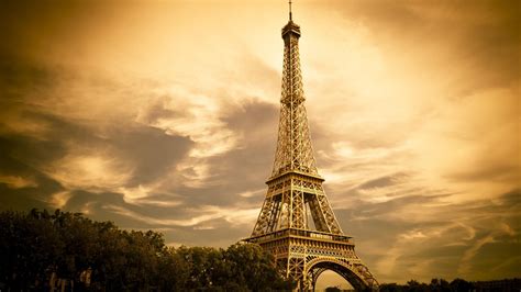 Gold Eiffel Tower Background Golden Color Wallpaper 1366x768 223758