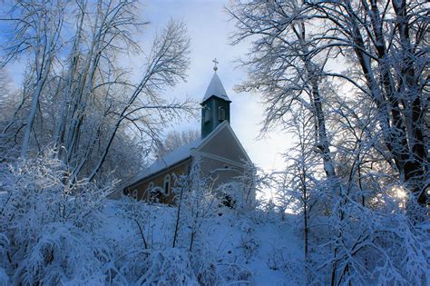 Free Picture Tree Landscape Church Frost Branch Snow Winter