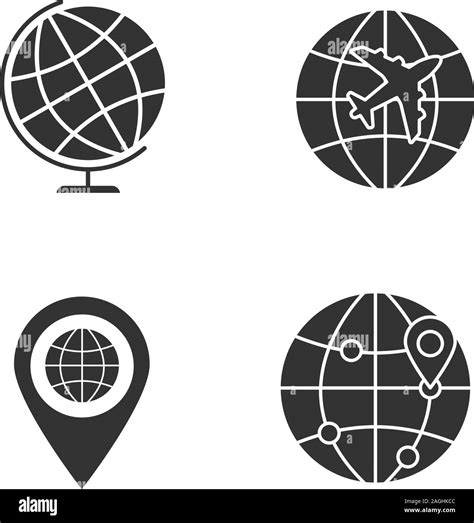 Worldwide Glyph Icons Set World Globe International Flight Pinpoint