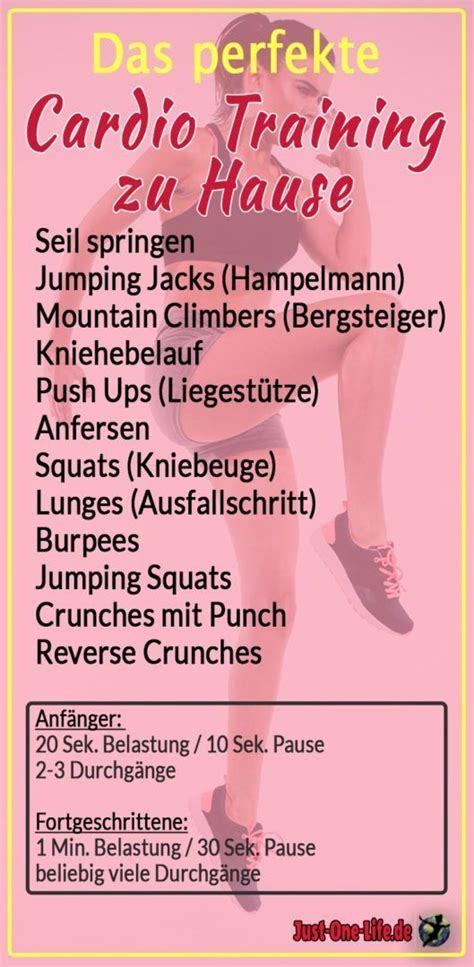 Primär ist die planung des trainings auf den direkten traininingsvollzug ausgerichtet, beinhaltet jedoch aspekte der der langfristigen regelung und steuerung des trainierens. Cardio Training zuhause - 10 Übungen mit Trainingsplan ...