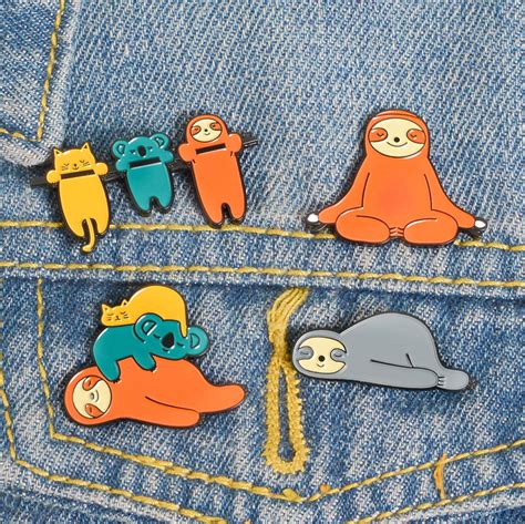 Sloths Enamel Pin Set 4 Pins T Set Etsy