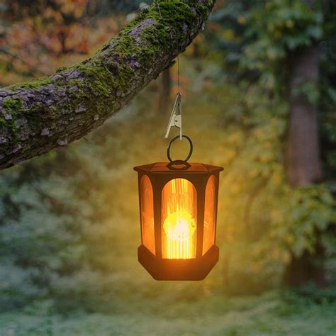 Solar Powered 96 Led Flame Effect Hanging Lantern Light Outdoor