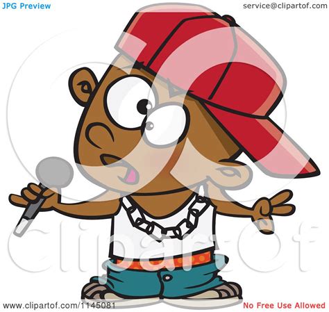 Cartoon Of A Black Boy Rapper Musician Holding A Microphone Royalty Free Vector Clipart By Ron