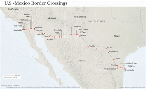 Map Of Us Mexico Border Crossings