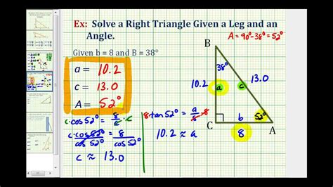 An isosceles triangle has two angles that are equal to each other. Solve a Right Triangle Given an Angle and a Leg - YouTube