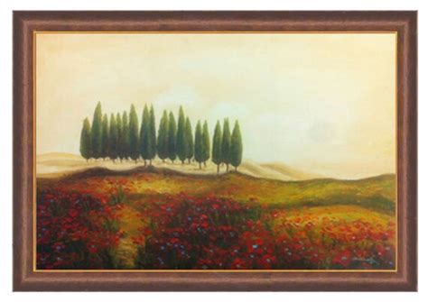 Hand Painted Original Scenic Oil Painting Of Floral Hillside