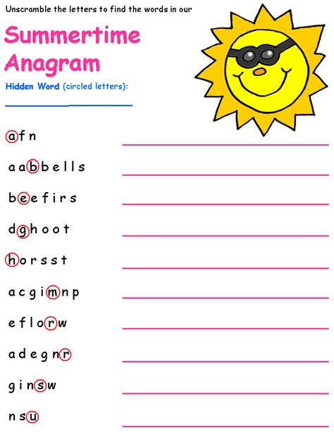 Anagram Worksheets For Kids