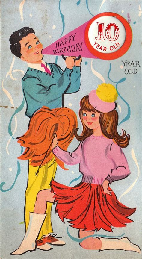 1960s Birthday Card Vintage 1960s Happy Birthday 10 Tear Old