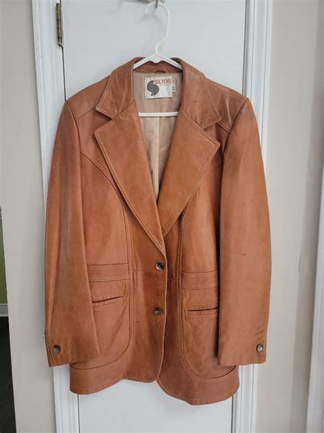Vintage Mens Silton California Brown Leather Sport Coat Blazer Jacket