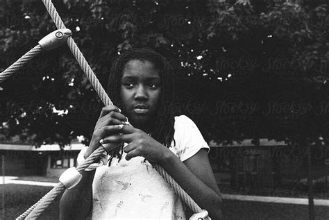 African American Girl By A Playground By Stocksy Contributor Gabriel