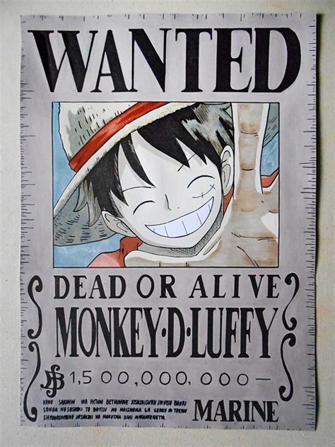 Monkey D Luffy Wanted Poster One Piece Pintura Por Celeste Skyhawer