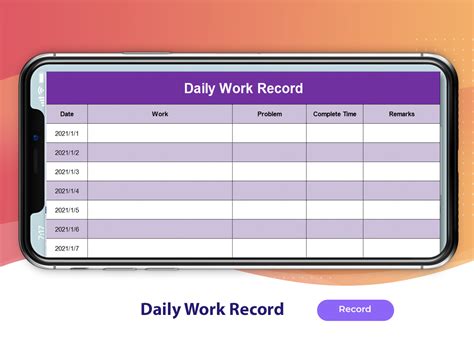 Excel Of Daily Work Recordxlsx Wps Free Templates