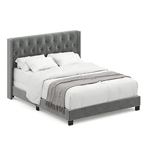 Dg Casa Bardy Upholstered Panel Bed Frame With Diamond Button Tufted
