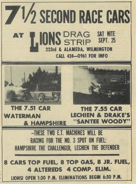 Lions Drag Strip Sep 25 1965 Gallery Mel Bashore
