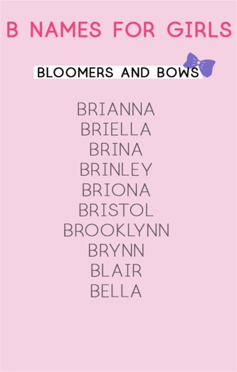 Girl Names That Start With B Bloomers And Bows