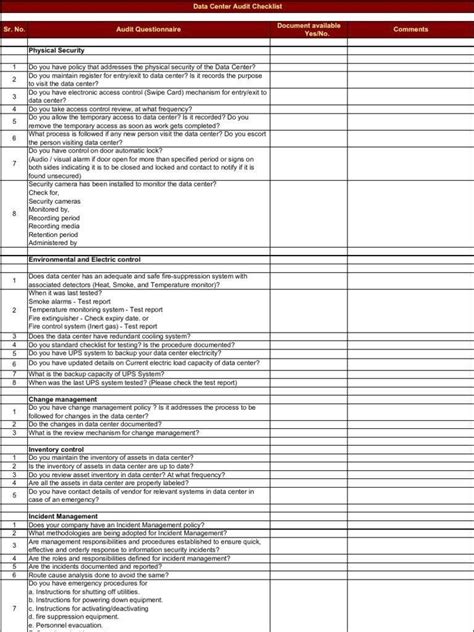 Assessment types vary in the information they gather and the format used to gather information. Data Center Checklist Templates Templates 30740 Resume ...