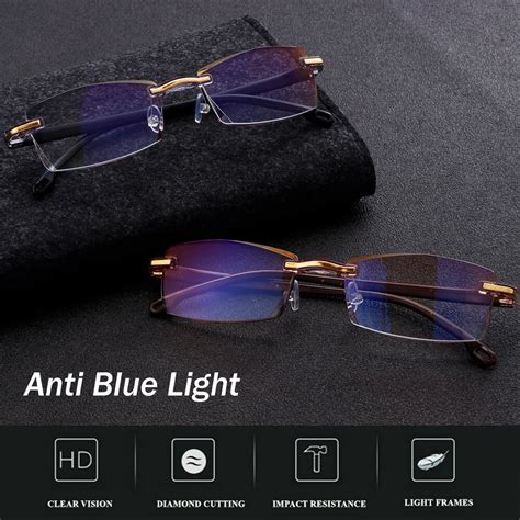 1pc unisex ultralight rimless reading glasses anti blue light radiation presbyopia glasses