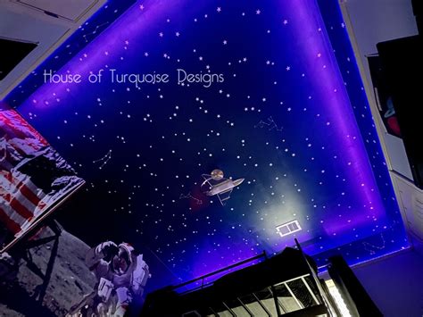 Boys Space Theme Bedroom Stars And Galaxies Ceiling Space Themed