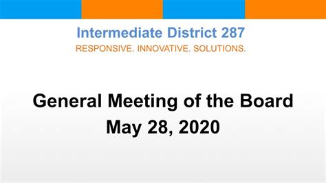 Intermediate District 287 May 28 2020 General Meeting Of The Board