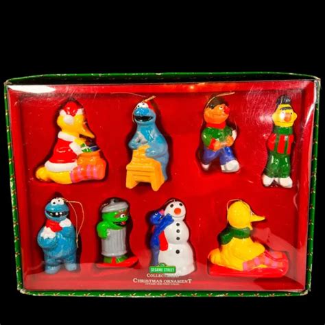 Sesame Street Christmas Ornaments Set Of 8 Muppet Characters Hand