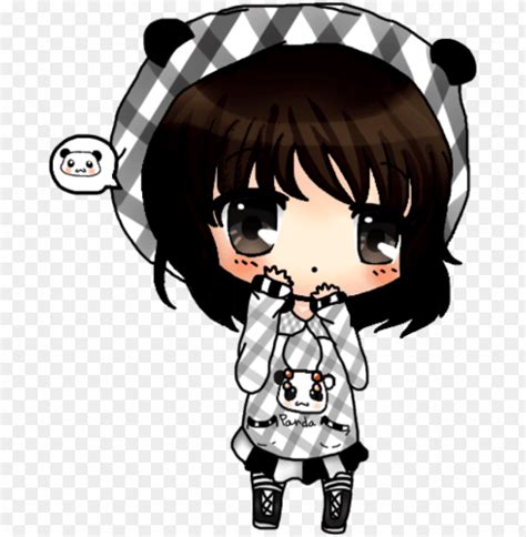 Anime Girl With Panda Hoodie Download Panda Girl Chibi Anime Png Image