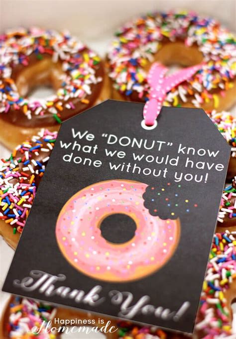 Free Printable Donut Thank You Gift Tags Happiness Is Homemade