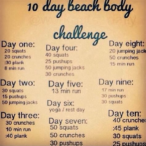 10 Day Beach Body Challenge Musely