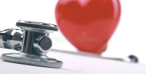 Red Heart And A Stethoscope On Desk Stock Image Image Of Disease
