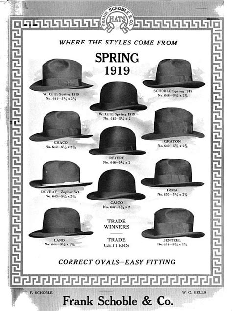 A Decade Of Schoble Hats 1912 1922 The Fedora Lounge In 2021 Hats
