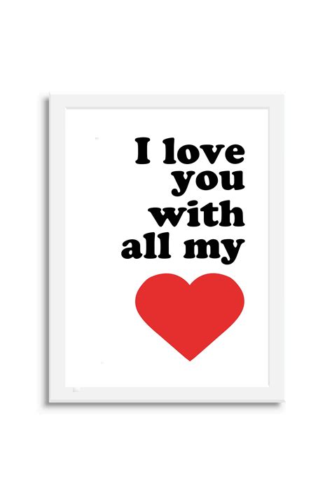 poster i love you with all my heart wall art prints shop
