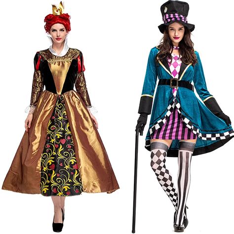 eraspooky alice in wonderland costume adult halloween couple costume queen of hearts women mad