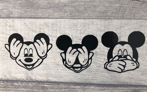 Hear No Evil See No Evil Speak No Evil Mickey Mouse Vinyl Etsy Uk Vinyl Decal Stickers