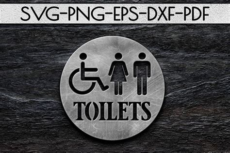 Toilets Sign Papercut Template Toilet Decor Svg Pdf Dxf By Mulia