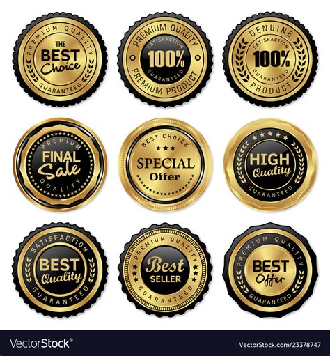 Gold Labels Premium Quality Product Royalty Free Vector