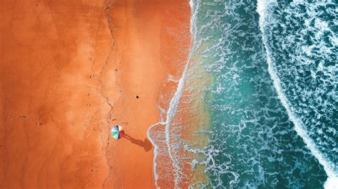 Download Beach Drone View Adorable Sea Shore Wallpaper 1920x1080