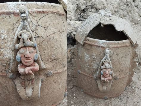inah halló urna con imagen del dios del maíz en construcción del tren maya campeche en línea