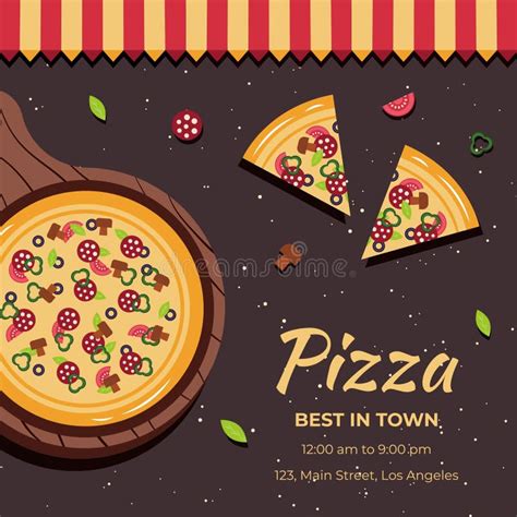 Pizza On The Board Amd With Slices Flyer Poster Cover Banner Or
